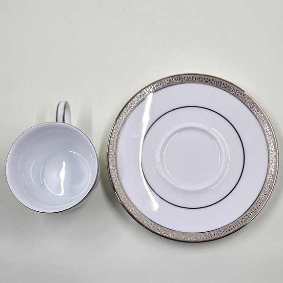 Flat Demitasse Cup & Saucer Set Grand Buffet Classic Platinum by Charter Club - Picture 9 of 16
